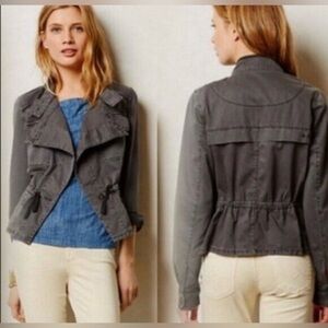 Hei Hei|Anthropologie utility anorak moto jacket in gray•Size Small,floral lined